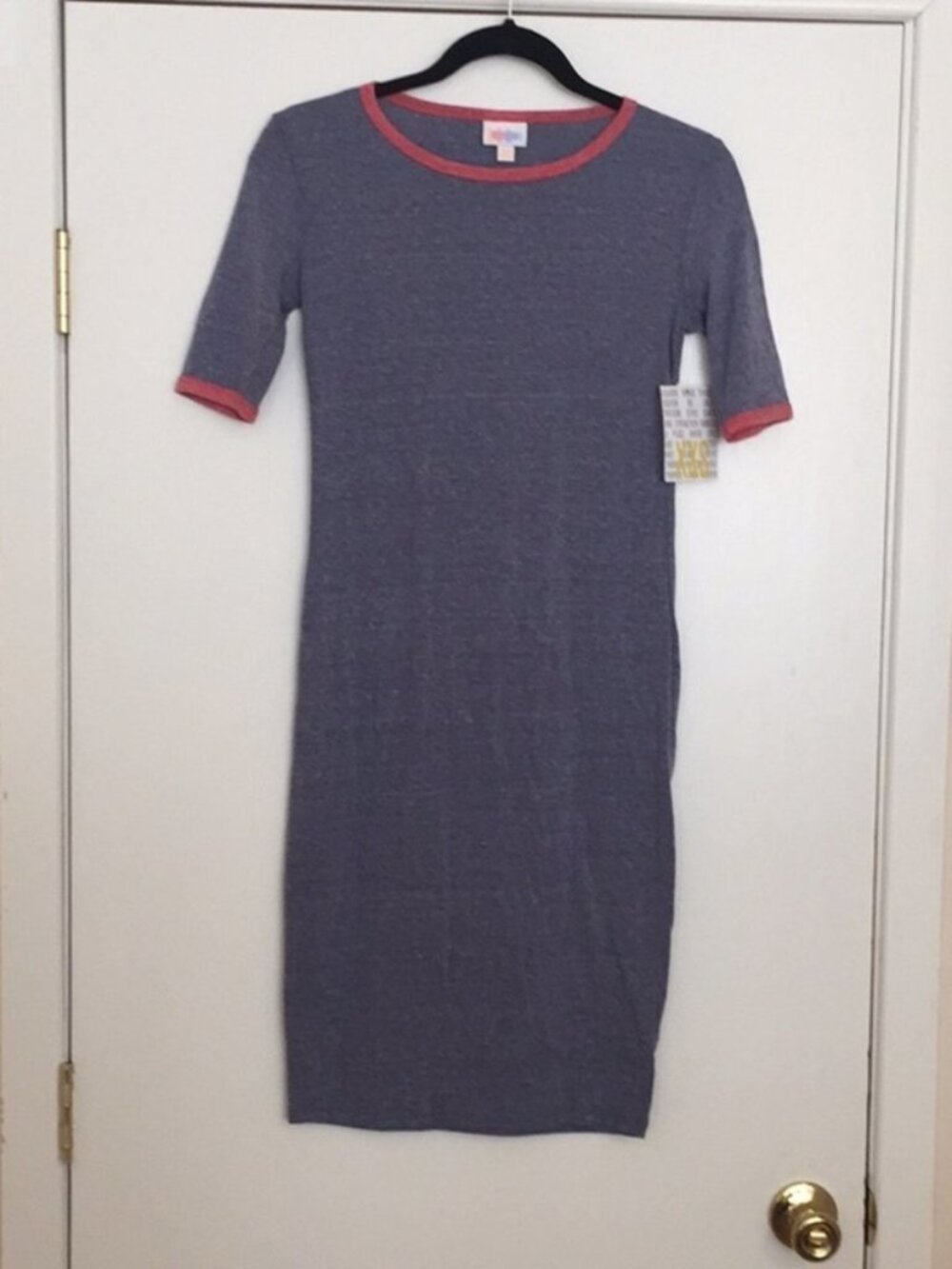 LuLaRoe Julia Heather Blue Ringer Midi Dress